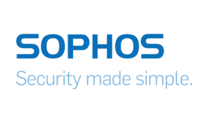 SOPHOS Logo mit Schriftzug „Security made simple“ auf dunklem Hintergrund